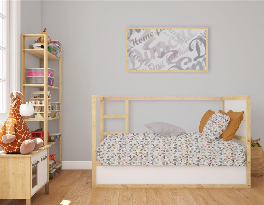 Σεντόνια Εμπριμέ Σετ 3 τεμ bebe Fox 527 120X160 Grey 100% Cotton