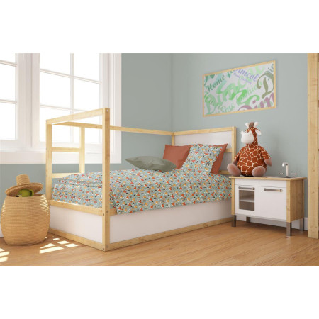 Παπλωματοθήκη Εμπριμέ bebe Fox 528 120X160 Pale Cyan 100% Cotton
