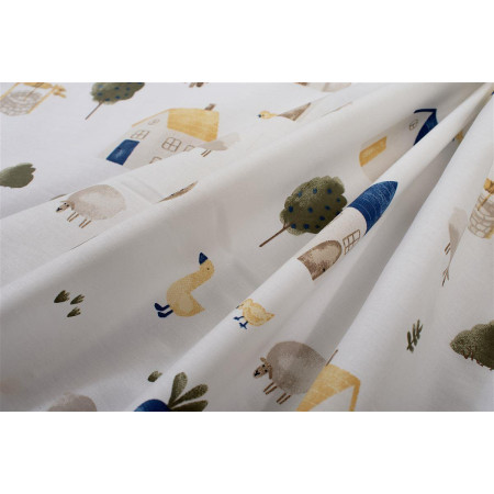 Πάνα Χασέ bebe Village 579 80X80 White-Green 100% Cotton