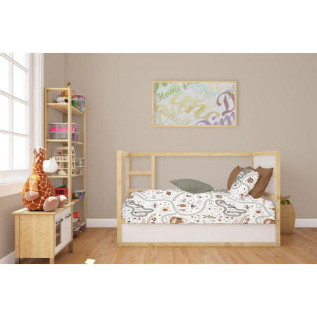 Κατωσέντονο Με Λάστιχο bebe Countryside 580 0,70X1,40X0,15 White-Mint 100% Cotton