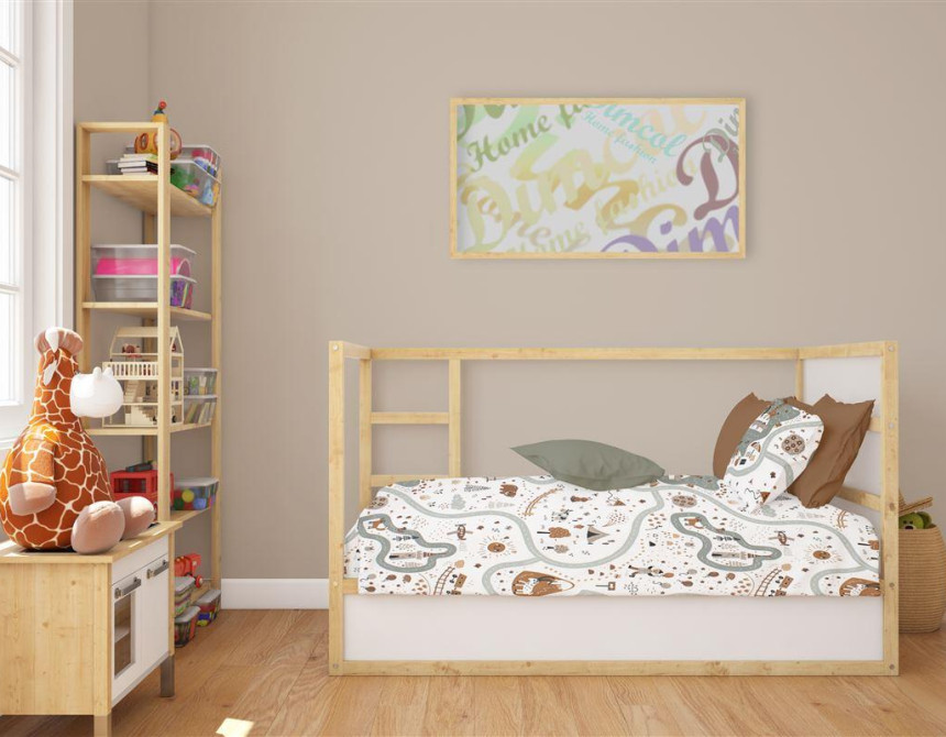 Κατωσέντονο Με Λάστιχο bebe Countryside 580 0,70X1,40X0,15 White-Mint 100% Cotton