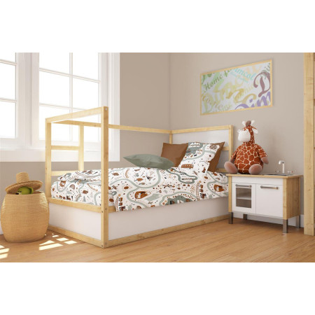 Πάπλωμα Εμπριμέ bebe Countryside 580 120X160 White-Mint 100% Cotton