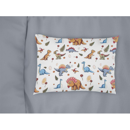 Μαξιλαροθήκη Εμπριμέ bebe Dinosaur 519 35X45 White-Blue 100% Cotton