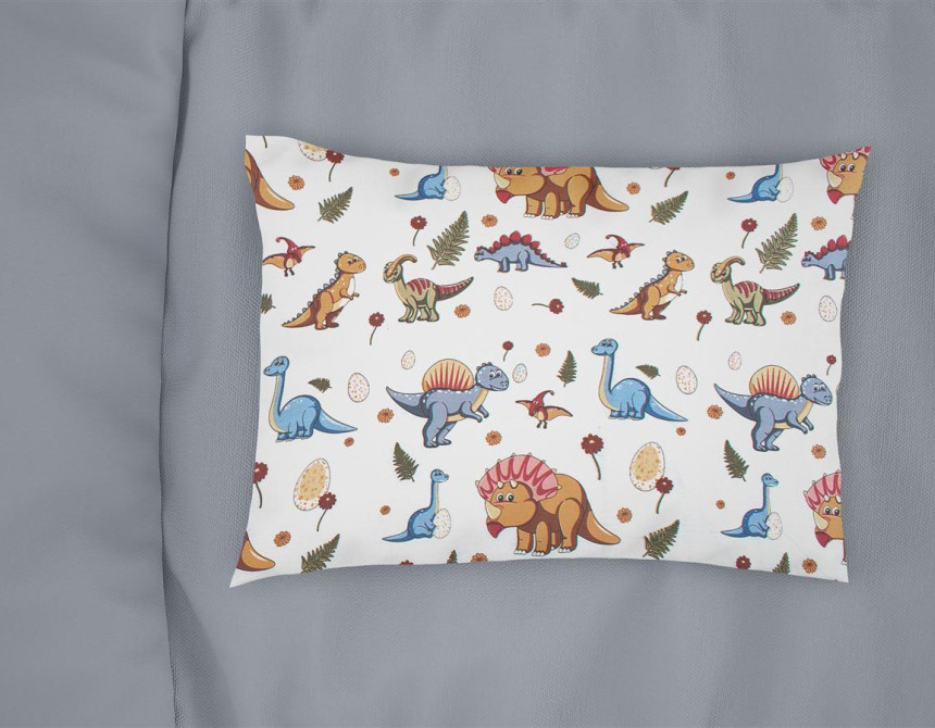 Μαξιλαροθήκη Εμπριμέ bebe Dinosaur 519 35X45 White-Blue 100% Cotton