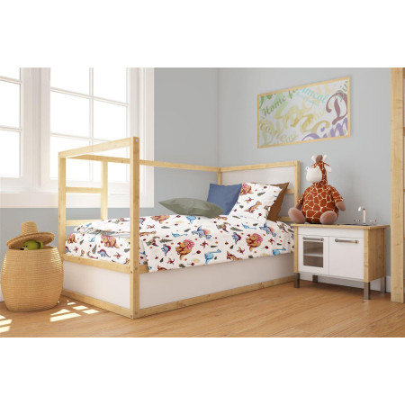 Παπλωματοθήκη Εμπριμέ bebe Dinosaur 519 120X160 White-Blue 100% Cotton