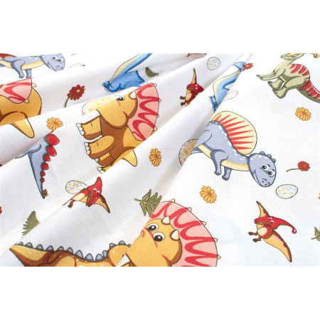 Σεντονάκι Λίκνου bebe Dinosaur 519 80X110 White-Blue 100% Cotton