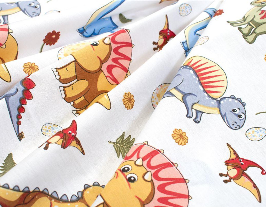 Σεντονάκι Λίκνου bebe Dinosaur 519 80X110 White-Blue 100% Cotton