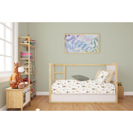 Κατωσέντονο Με Λάστιχο bebe Cloudy Bear 581 0,70X1,40X0,15 White-Olive 100% Cotton