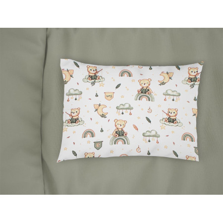Μαξιλαροθήκη Εμπριμέ bebe Cloudy Bear 581 35X45 White-Olive 100% Cotton
