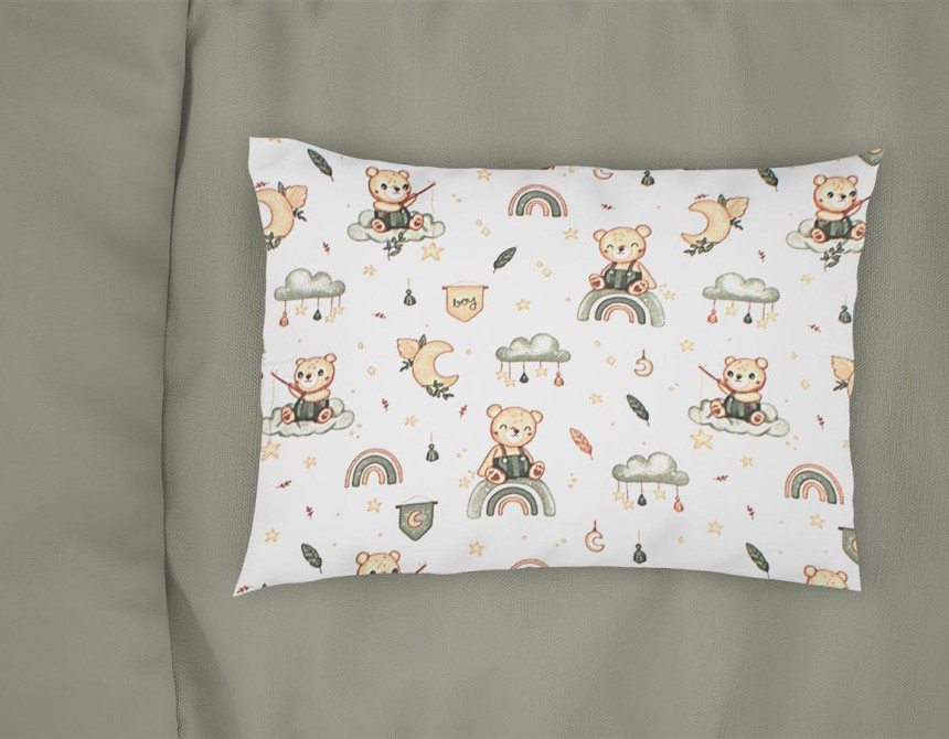 Μαξιλαροθήκη Εμπριμέ bebe Cloudy Bear 581 35X45 White-Olive 100% Cotton