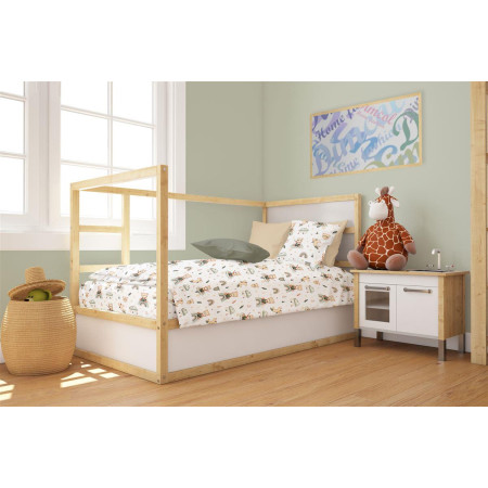 Παπλωματοθήκη Εμπριμέ bebe Cloudy Bear 581 120X160 White-Olive 100% Cotton