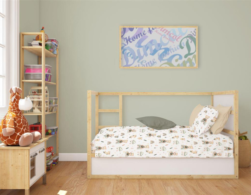 Σεντόνια Εμπριμέ Σετ 3 τεμ bebe Cloudy Bear 581 120X160 White-Olive 100% Cotton
