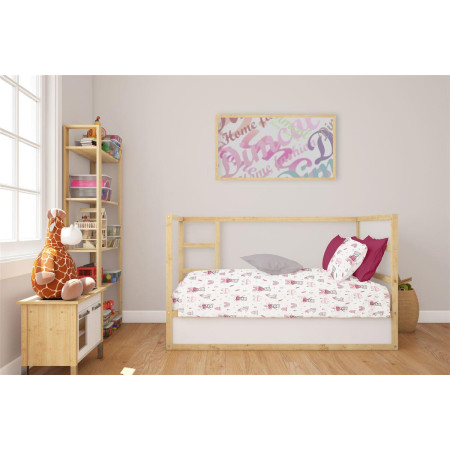Κατωσέντονο Με Λάστιχο bebe Cloudy Bear 582 0,70X1,40X0,15 White-Pink 100% Cotton