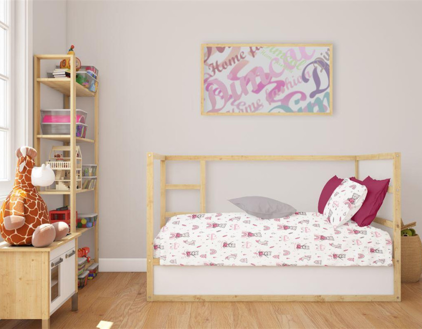 Κατωσέντονο Με Λάστιχο bebe Cloudy Bear 582 0,70X1,40X0,15 White-Pink 100% Cotton