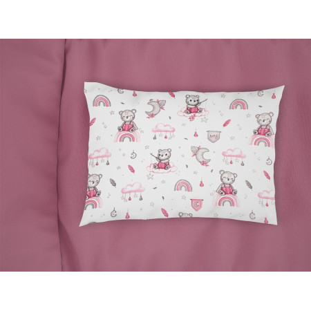 Μαξιλαροθήκη Εμπριμέ bebe Cloudy Bear 582 35X45 White-Pink 100% Cotton