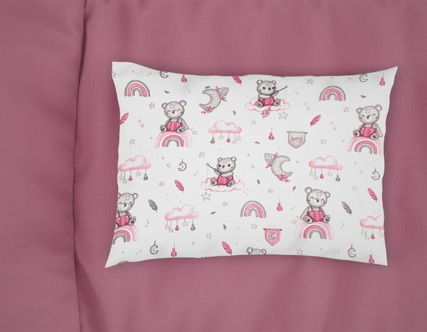 Μαξιλαροθήκη Εμπριμέ bebe Cloudy Bear 582 35X45 White-Pink 100% Cotton