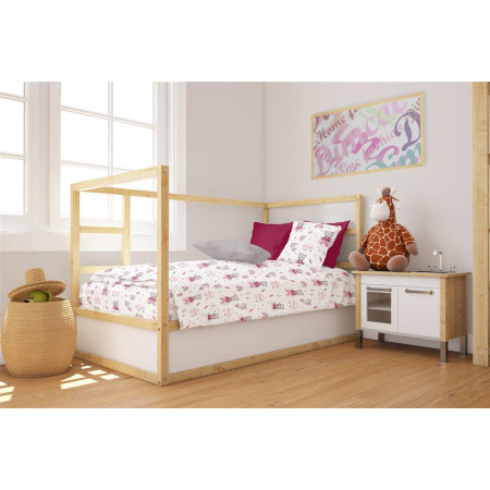 Παπλωματοθήκη Εμπριμέ bebe Cloudy Bear 582 120X160 White-Pink 100% Cotton