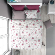 Παπλωματοθήκη Εμπριμέ kids Cloudy Bear 582 160X240 White-Pink 100% Cotton