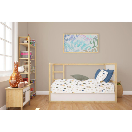 Σεντόνια Εμπριμέ Σετ 3 τεμ bebe Village 579 120X160 White-Green 100% Cotton