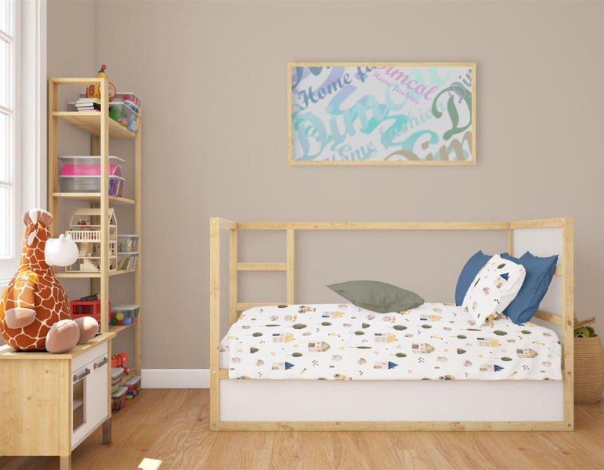 Σεντόνια Εμπριμέ Σετ 3 τεμ bebe Village 579 120X160 White-Green 100% Cotton
