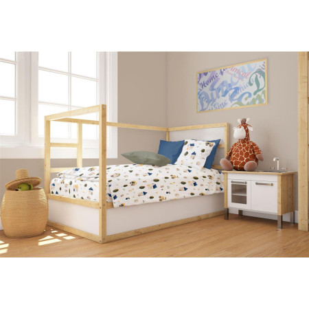 Παπλωματοθήκη Εμπριμέ bebe Village 579 120X160 White-Green 100% Cotton
