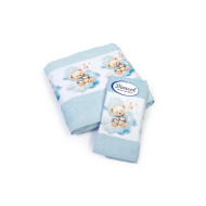 Πετσέτα Σετ 2 τεμ Με Ψηφιακή Εκτύπωση bebe Cute Bear 301 30X50,70X140 Sky Blue 100% Cotton