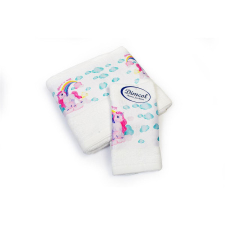 Πετσέτα Σετ 2 τεμ Με Ψηφιακή Εκτύπωση bebe Magic Unicorn 316 30X50,70X140 White 100% Cotton