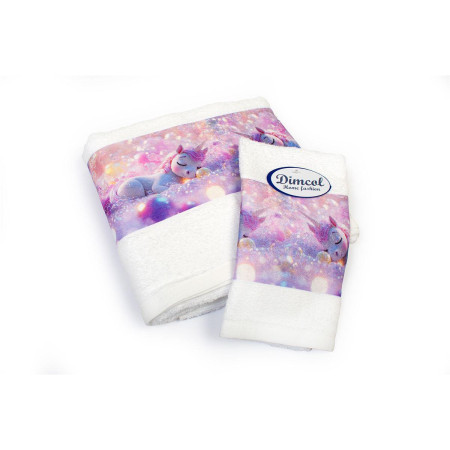 Πετσέτα Σετ 2 τεμ Με Ψηφιακή Εκτύπωση bebe Dreaming Unicorn 321 30X50,70X140 White 100% Cotton