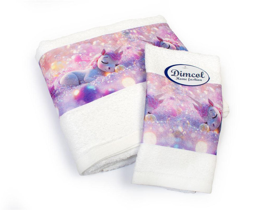 Πετσέτα Σετ 2 τεμ Με Ψηφιακή Εκτύπωση bebe Dreaming Unicorn 321 30X50,70X140 White 100% Cotton