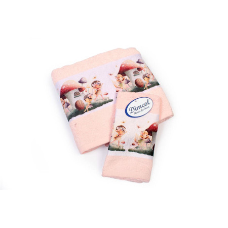Πετσέτα Σετ 2 τεμ Με Ψηφιακή Εκτύπωση bebe Fairies 330 30X50,70X140 Pink 100% Cotton