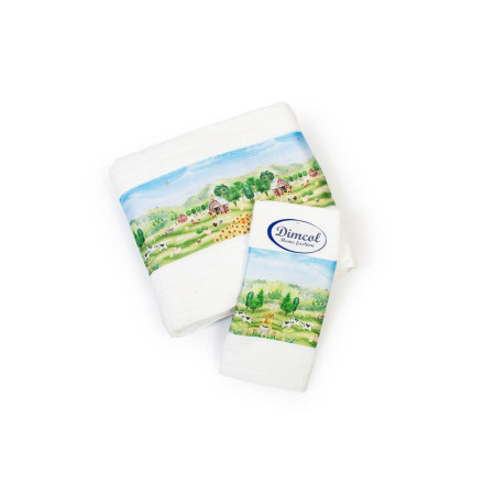 Πετσέτα Σετ 2 τεμ Με Ψηφιακή Εκτύπωση bebe Farm 340 30X50,70X140 White 100% Cotton
