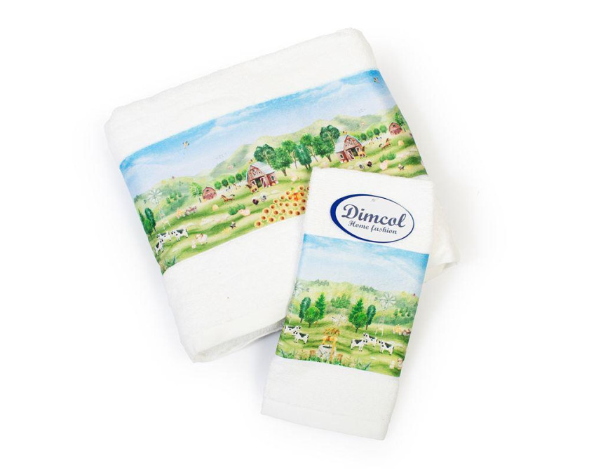 Πετσέτα Σετ 2 τεμ Με Ψηφιακή Εκτύπωση bebe Farm 340 30X50,70X140 White 100% Cotton