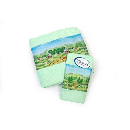 Πετσέτα Σετ 2 τεμ Με Ψηφιακή Εκτύπωση bebe Farm 342 30X50,70X140 Mint 100% Cotton