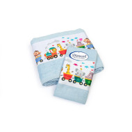 Πετσέτα Σετ 2 τεμ Με Ψηφιακή Εκτύπωση bebe Train 345 30X50,70X140 Sky Blue 100% Cotton