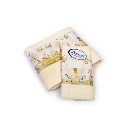 Πετσέτα Σετ 2 τεμ Με Ψηφιακή Εκτύπωση bebe Jungle 351 30X50,70X140 Ecru 100% Cotton