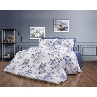 Παπλωματοθήκη Εμπριμέ Βερονίκη 486 160X240 White-Blue 70/30 Cott/Pol