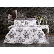 Παπλωματοθήκη Εμπριμέ Βερονίκη 487 160X240 White-Grey 70/30 Cott/Pol