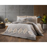 Παπλωματοθήκη Εμπριμέ Καλλιρόη 603 160X240 Grey-Mocha 70/30 Cott/Pol