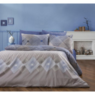 Παπλωματοθήκη Εμπριμέ Καλλιρόη 604 160X240 Grey-Blue 70/30 Cott/Pol