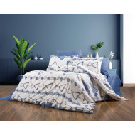 Παπλωματοθήκη Εμπριμέ Δαρεία 489 160X240 White-Blue 70/30 Cott/Pol