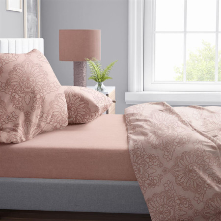 Σεντόνια Εμπριμέ Σετ 4 τεμ Άρτεμις 703 220X240 Dusty Rose 100% Cotton