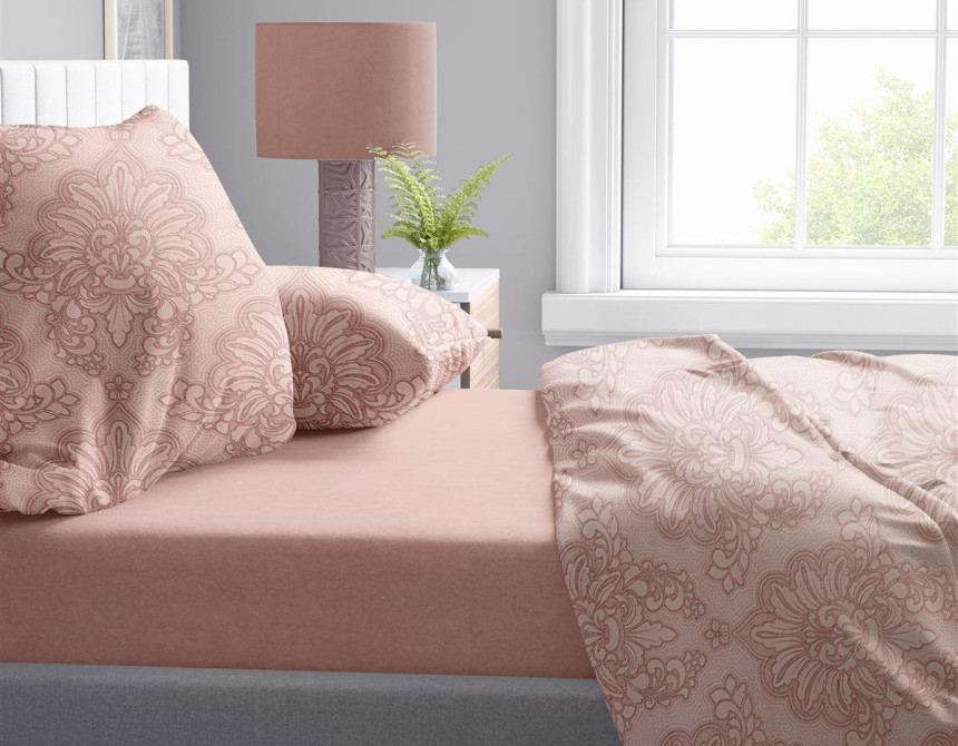 Σεντόνια Εμπριμέ Σετ 4 τεμ Άρτεμις 703 220X240 Dusty Rose 100% Cotton