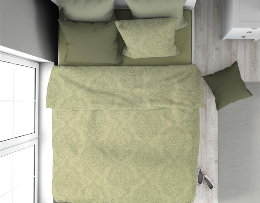 Παπλωματοθήκη Εμπριμέ Άρτεμις 704 160X240 Light Olive 100% Cotton
