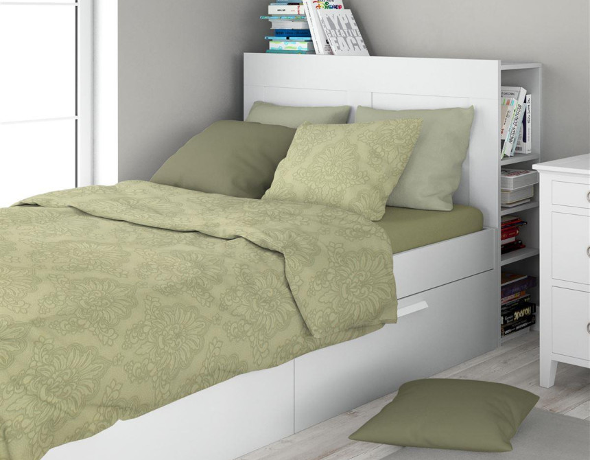 Σεντόνια Εμπριμέ Σετ 3 τεμ Άρτεμις 704 160X240 Light Olive 100% Cotton
