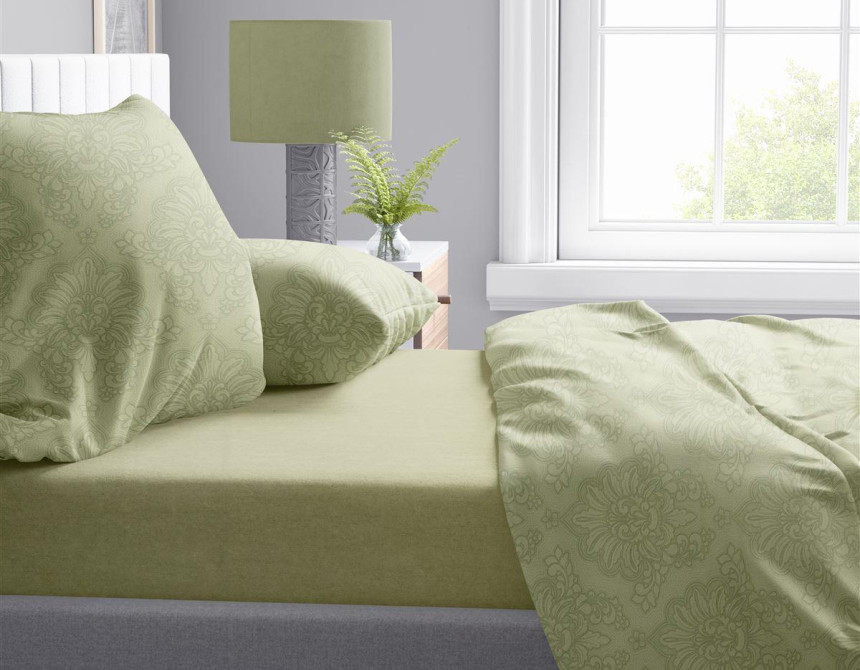 Σεντόνια Εμπριμέ Σετ 4 τεμ Άρτεμις 704 220X240 Light Olive 100% Cotton
