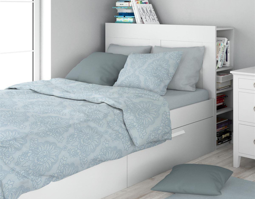 Σεντόνια Εμπριμέ Σετ 3 τεμ Άρτεμις 705 160X240 Light Blue-Grey 100% Cotton
