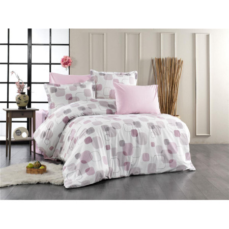 Παπλωματοθήκη Εμπριμέ Μελίνα 709 220X240 White-Lilac 100% Cotton