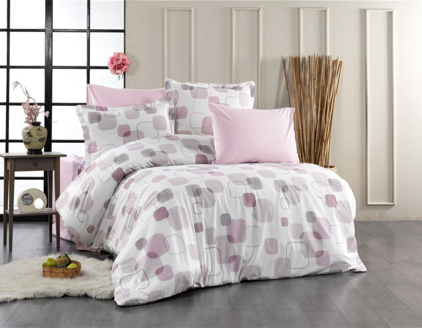 Σεντόνια Εμπριμέ Σετ 3 τεμ Μελίνα 709 160X240 White-Lilac 100% Cotton