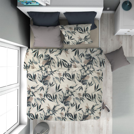 Παπλωματοθήκη Εμπριμέ Ευριδίκη 710 160X240 Ecru-Black 100% Cotton