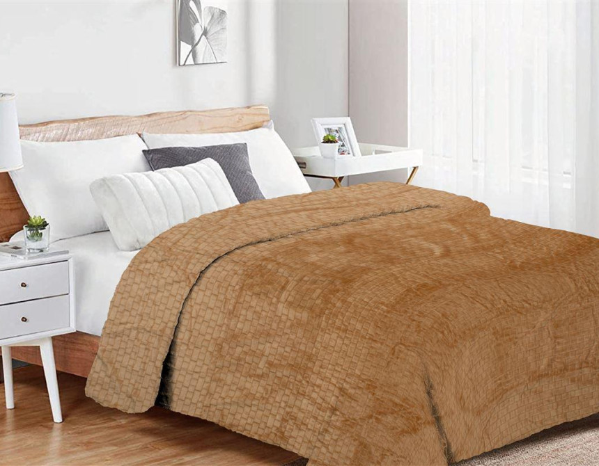 Κουβέρτα Coral Fleece Jacquard Brick 02 160X220 Beige 100% Polyester